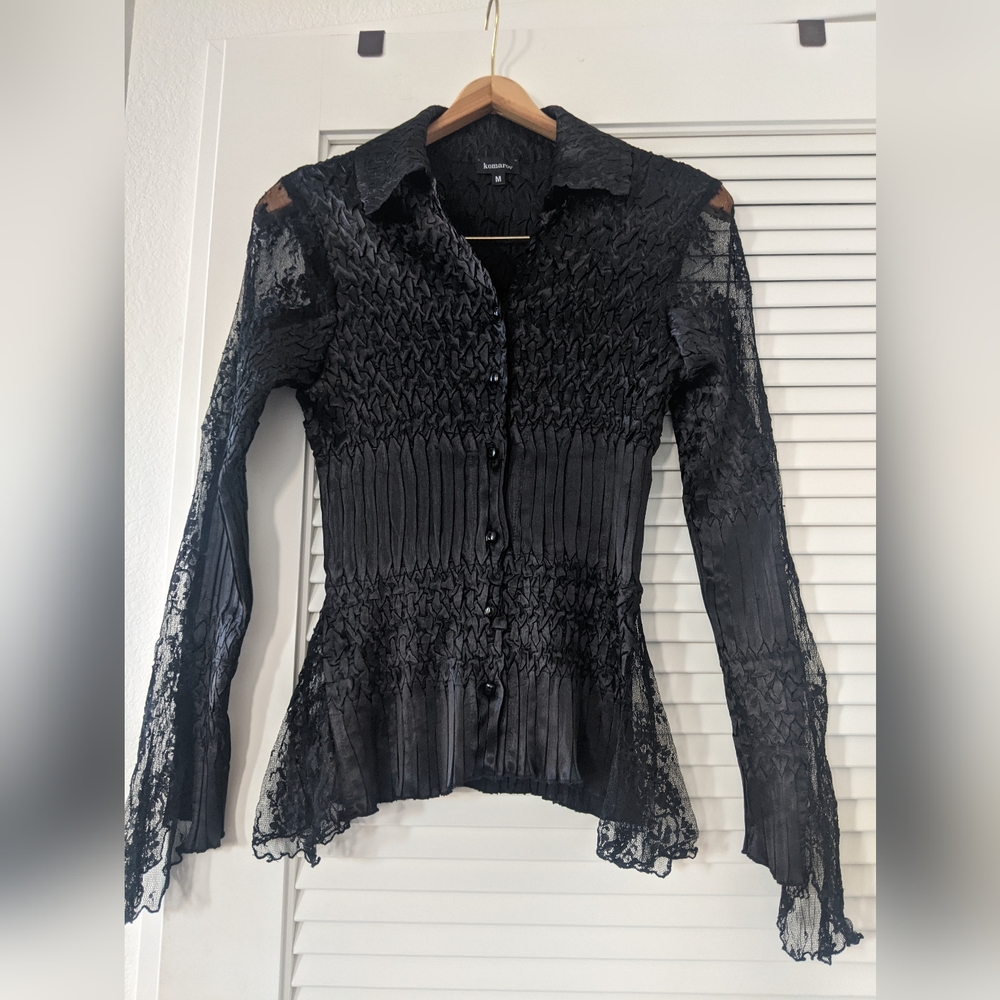 KOMAROV Black Lace Blouse